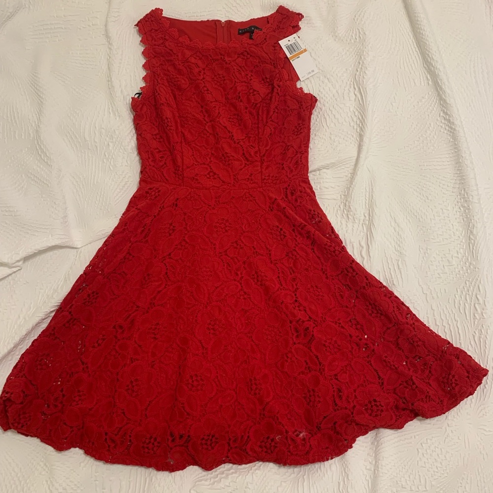 Red lacey City Studio dress
